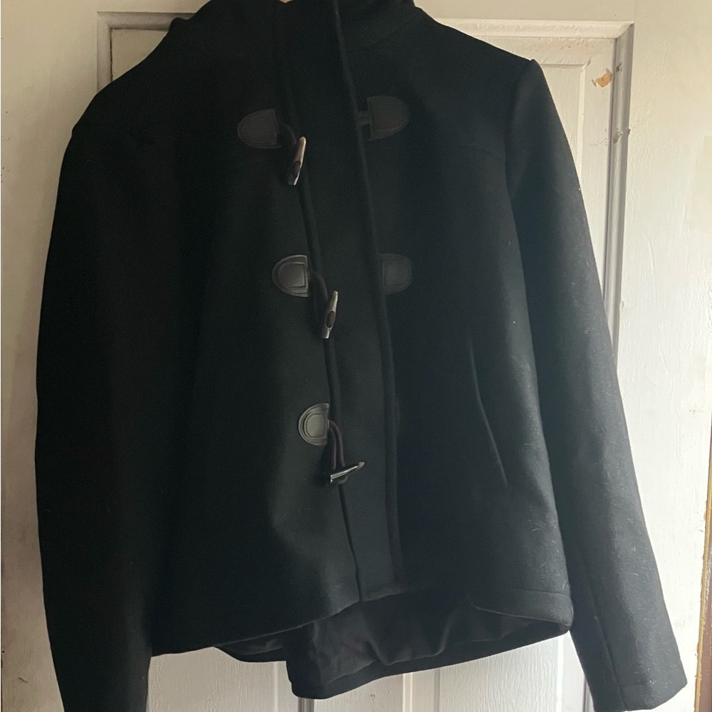 Women’s 100% Recyclable Polyester FSC Botton Up Black Coat Size L